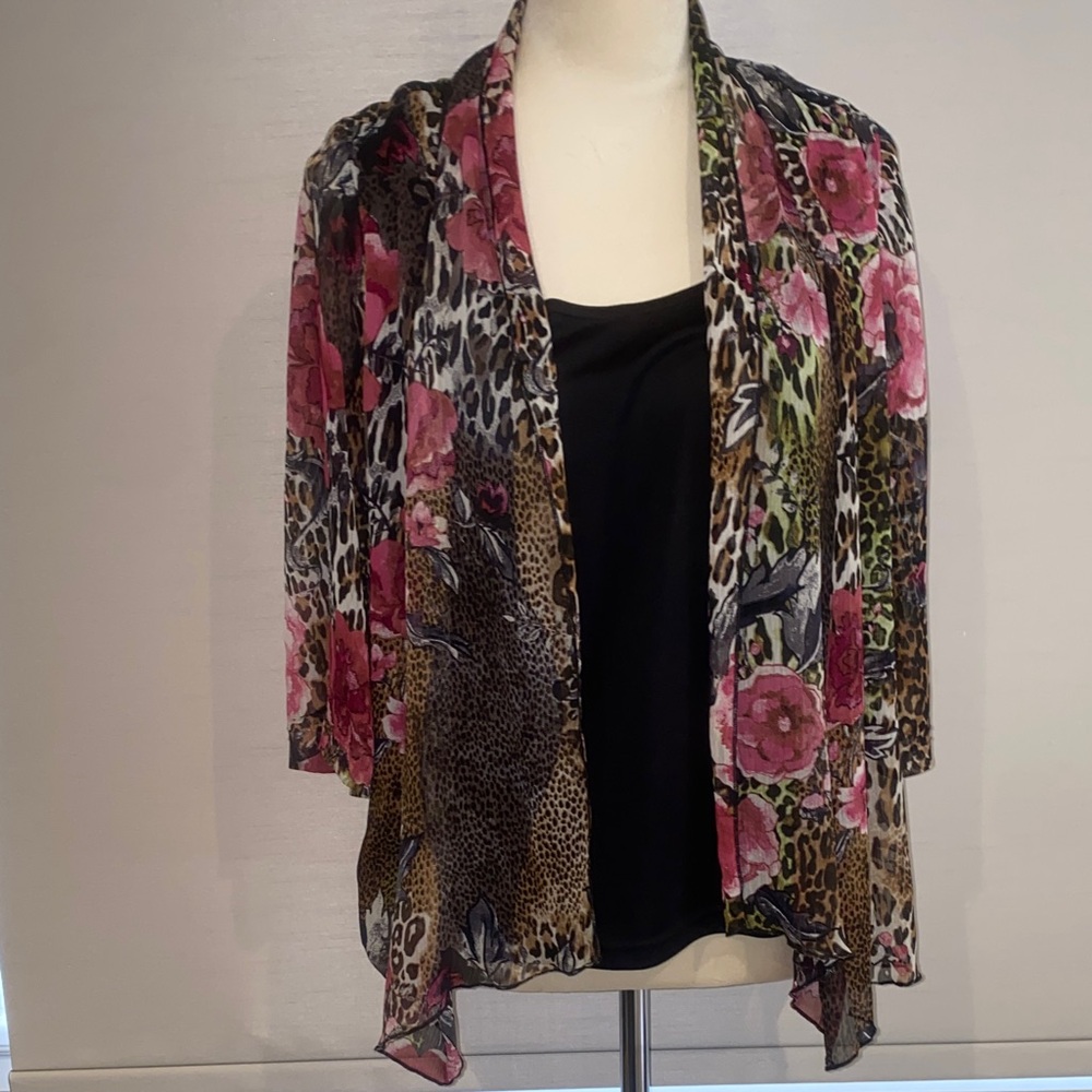 Sara Michelle Multicolor one Piece shell and sheer blouse